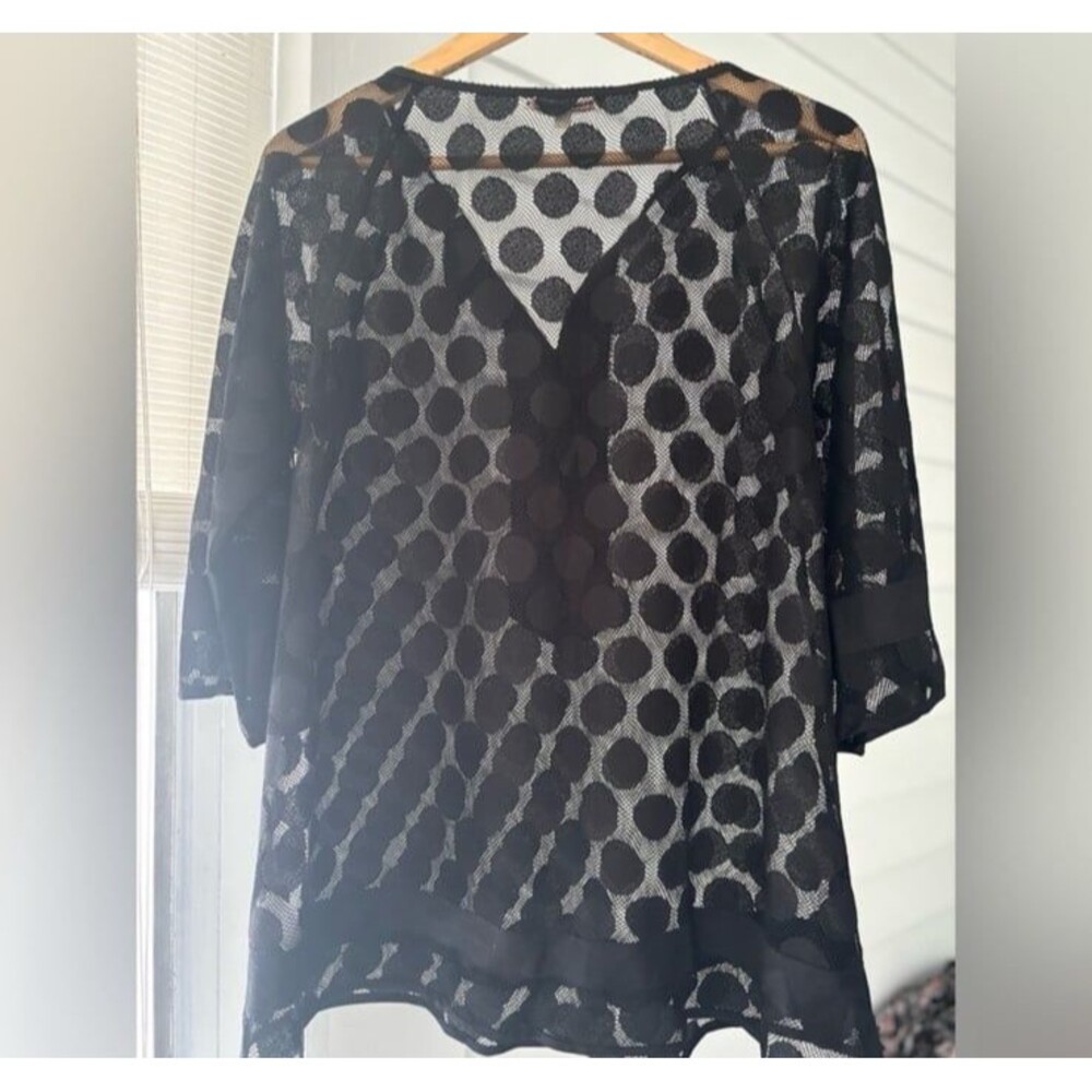 Nanette Lenore Black Sheer Polkadot Blouse